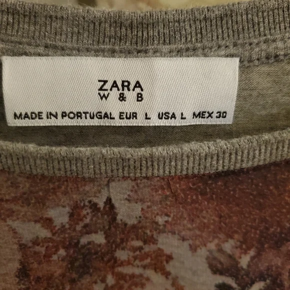 Zara Floral Short Sleeve Top - Gray and Brown - Picture 3 of 6